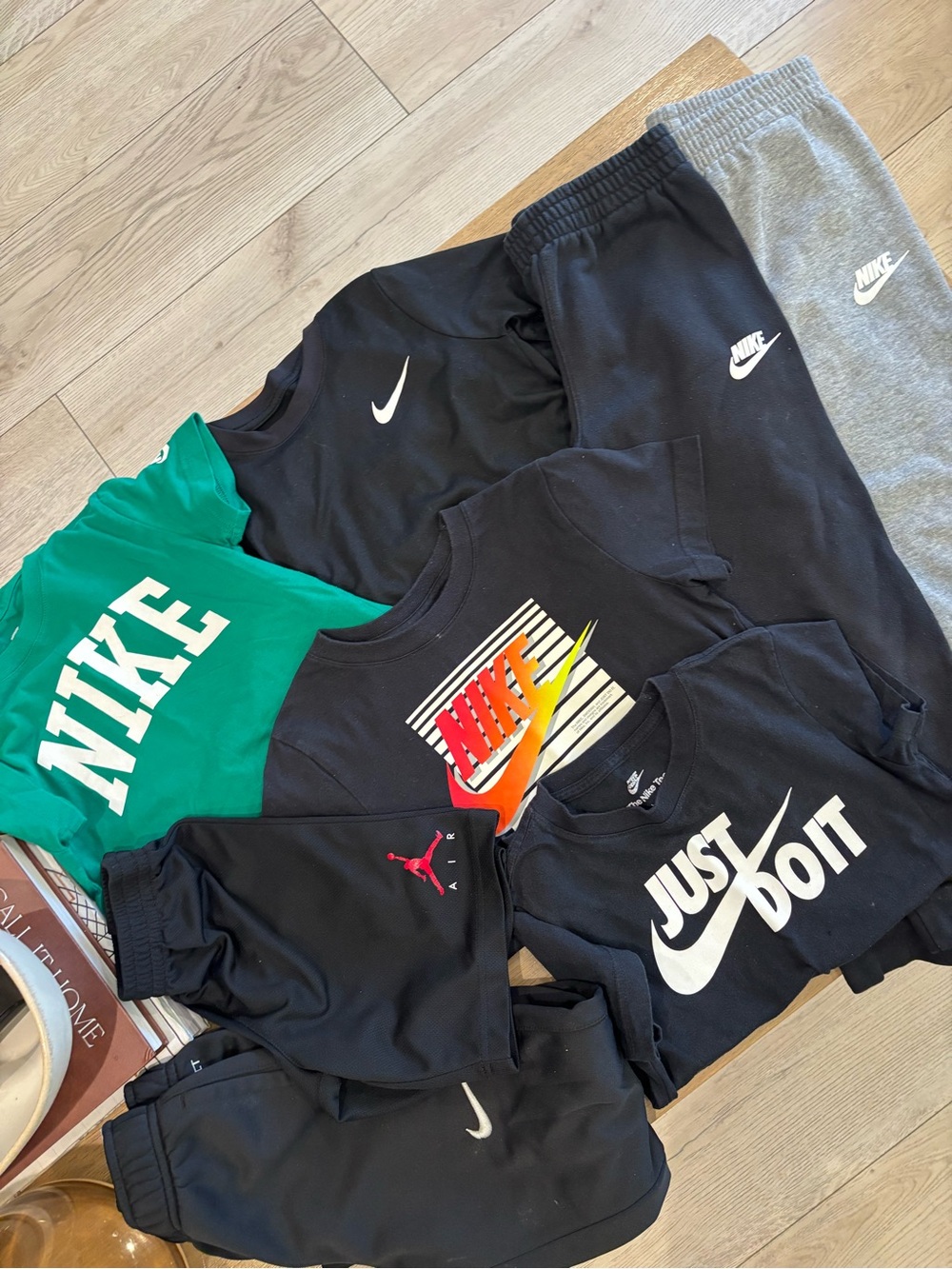 Nike Kids Black & Green Athletic Shorts and Tops Set